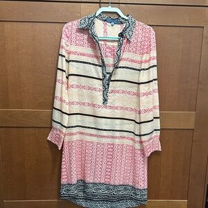 ANTONIO MELANI Black and Pink Patterned Dress